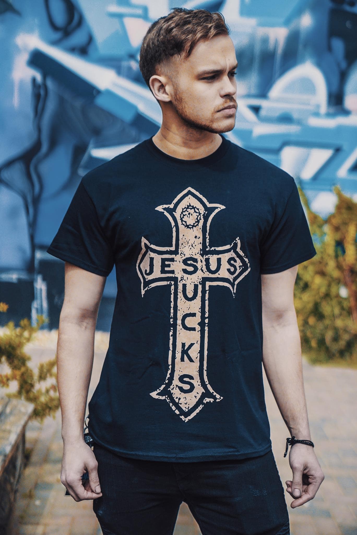 Jesus Saves (mit kleinem Druckfehler)